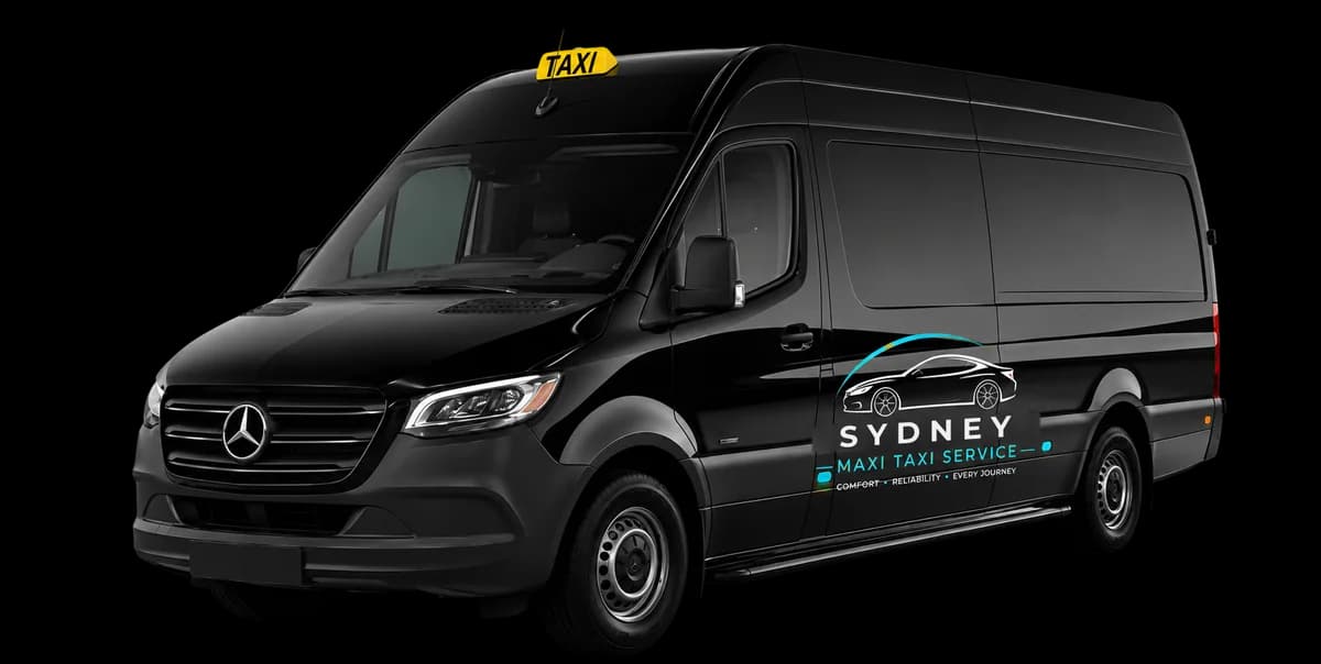 Black Sydney Maxi Taxi Mercedes Sprinter van